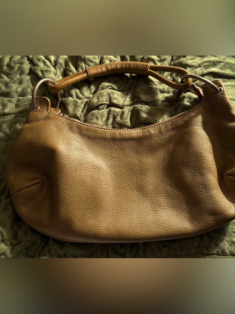 Leather Vintage Hobo Bag in Gold